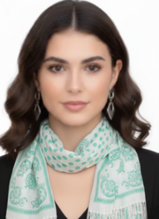 Mint Polka Dot Paisley Fringe Scarf