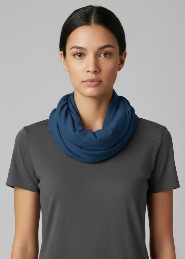 Navy Blue Cotton Soft Touch Vivid Colors Lightweight Jersey Knit Infinity Loop Scarf