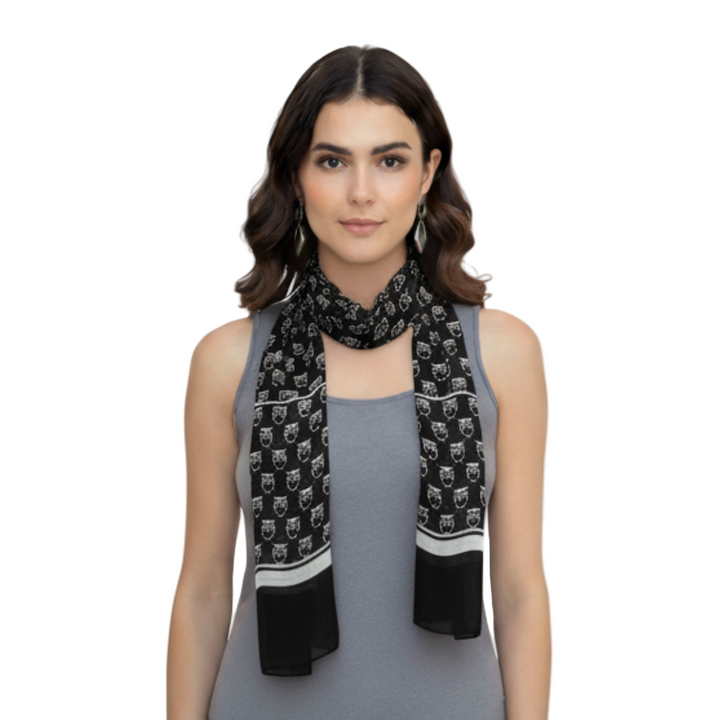 Peach Couture Summer Lightweight Soft Animal Bird Owl Printed Sheer Scarf Shawl