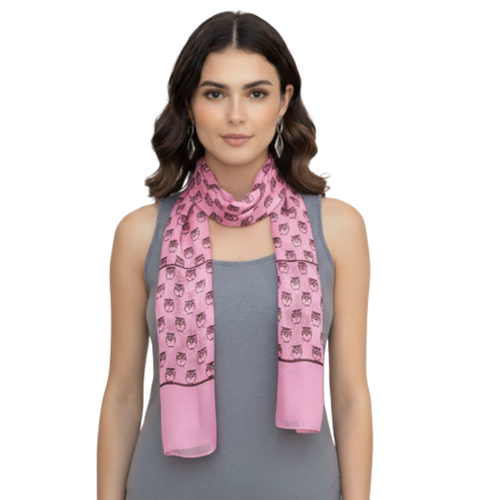 Peach Couture Summer Lightweight Soft Animal Bird Owl Printed Sheer Scarf Shawl