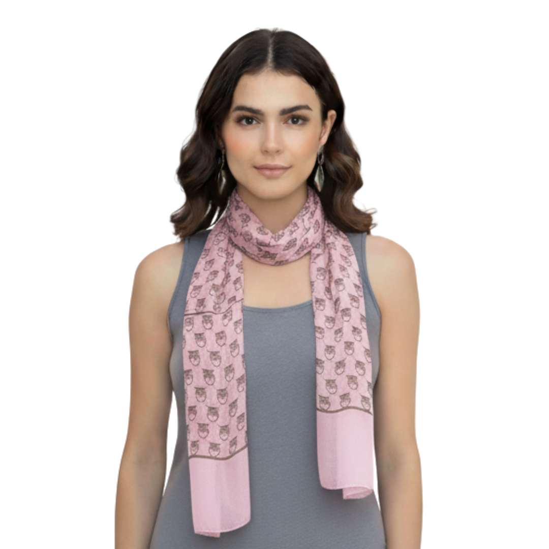 Peach Couture Summer Lightweight Soft Animal Bird Owl Printed Sheer Scarf Shawl