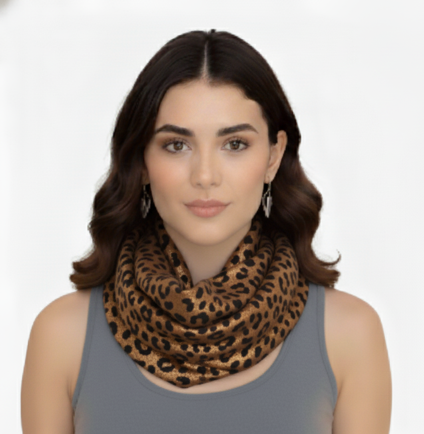 Women's Retro Fashion Two Tone Animal Print Infinity Loop Scarf