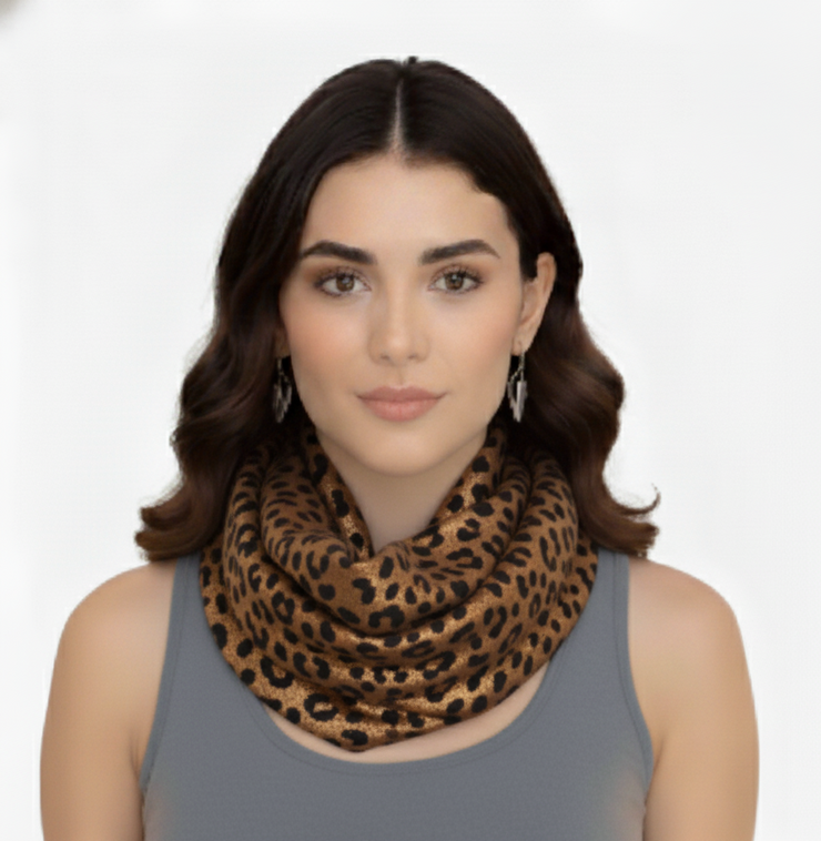 Women's Retro Fashion Two Tone Animal Print Infinity Loop Scarf