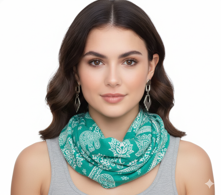 Tribal Paisley Floral Elephant Animal Print Infinity Loop Scarf