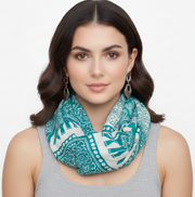 Tribal Paisley Floral Elephant Animal Print Infinity Loop Scarf