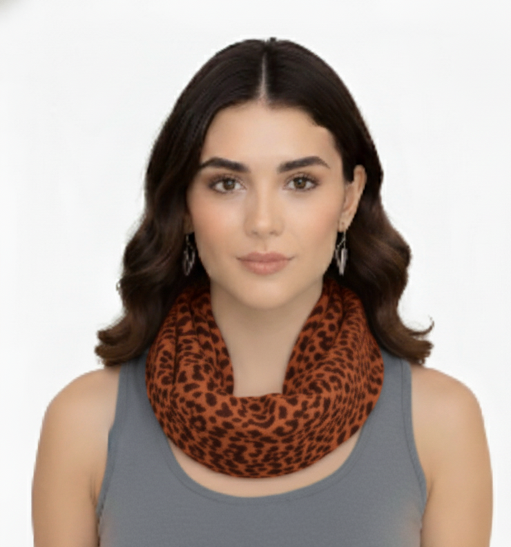Women's Retro Fashion Two Tone Animal Print Infinity Loop Scarf