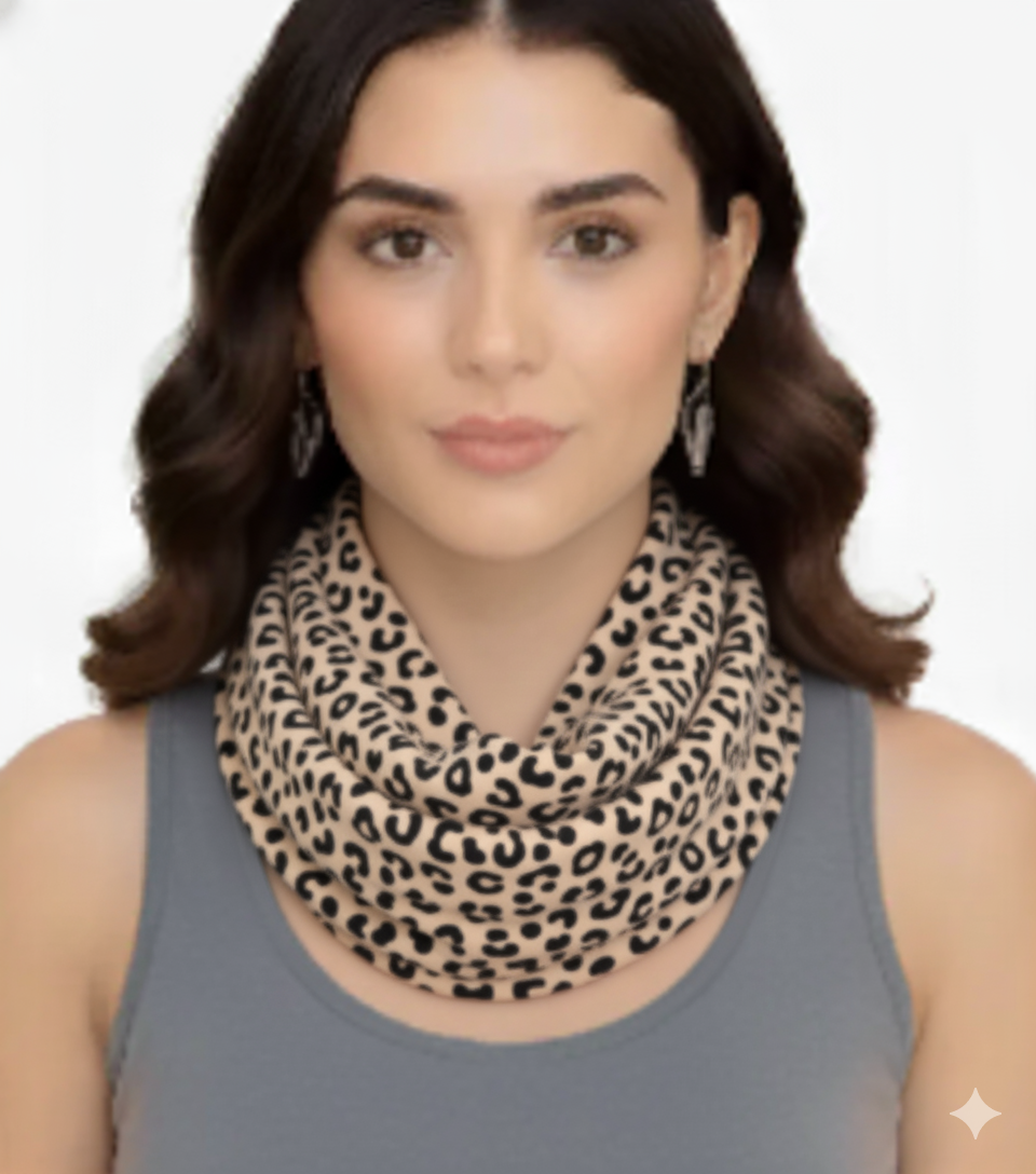 Women's Retro Fashion Two Tone Animal Print Infinity Loop Scarf