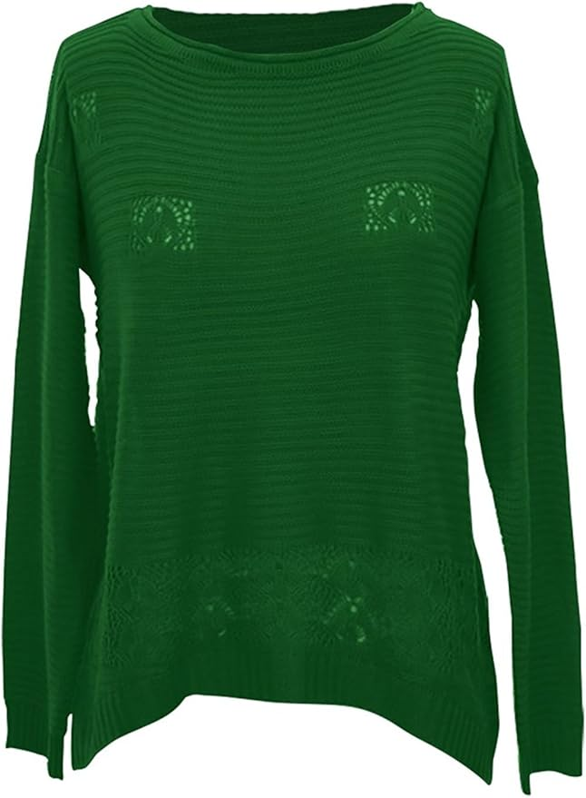 Peach Couture Womens Winter Hand Crocheted Long Sleeve Knitted Sweater - X-Large / Green
