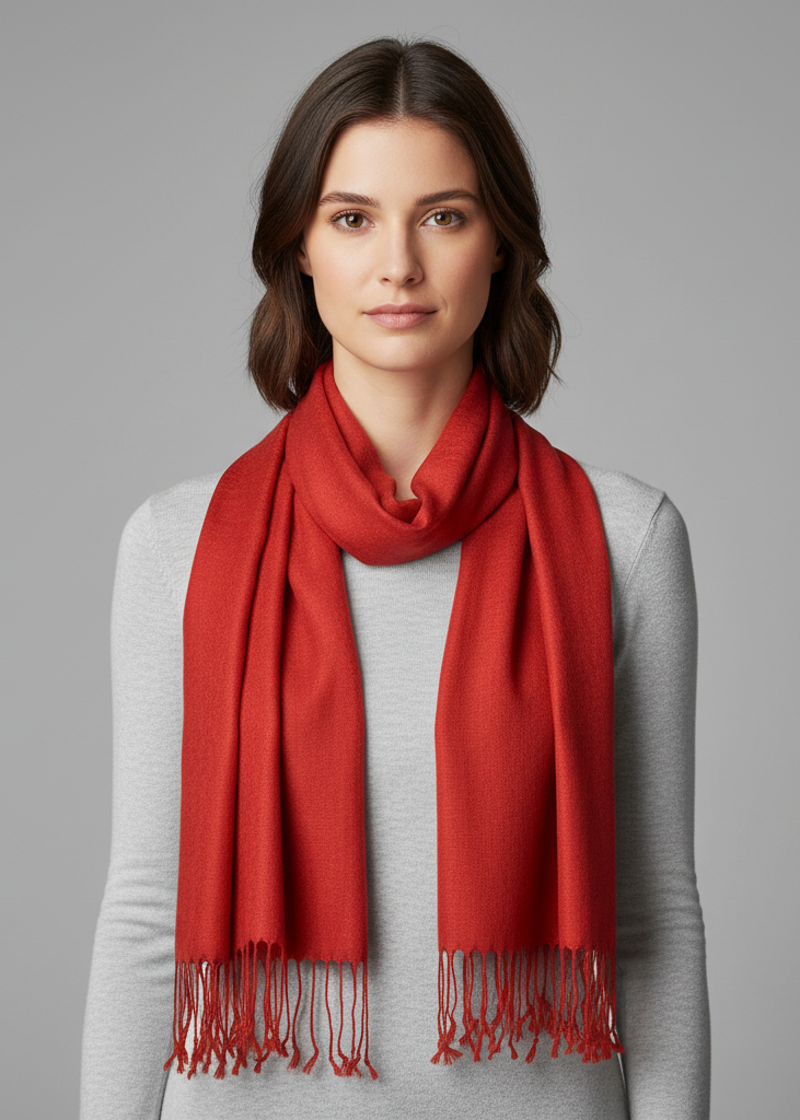 Elegant classic red vintage jacquard paisley shawl wrap and pashmina scarf.