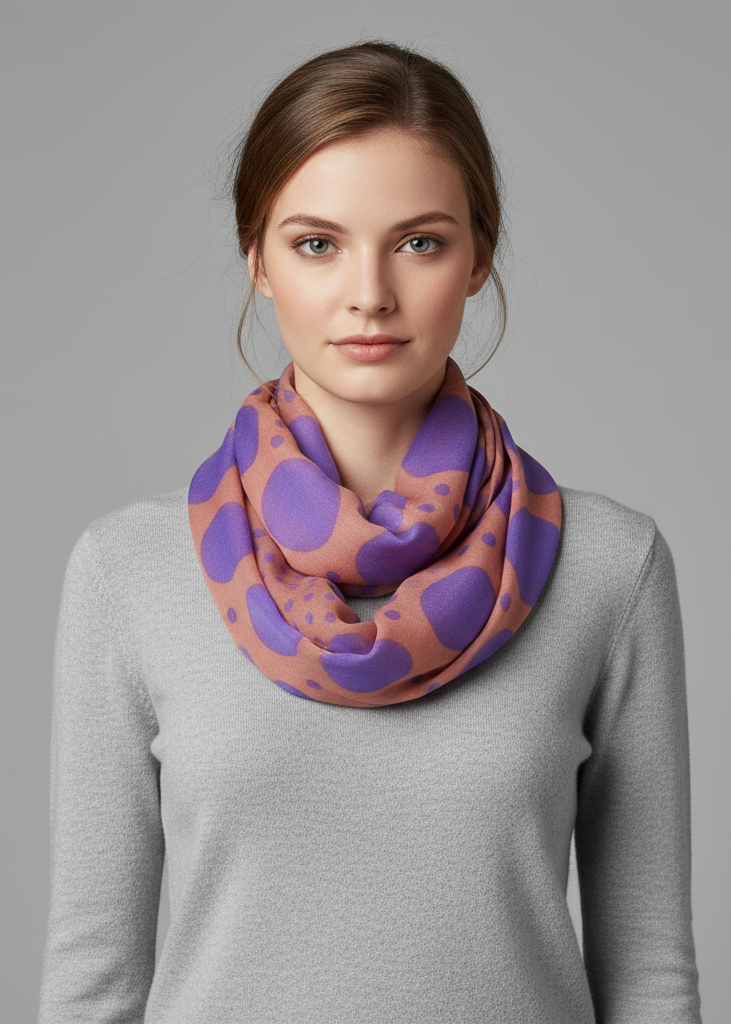 Vibrant vintage multicolored spotty polka dot infinity loop scarf for women.