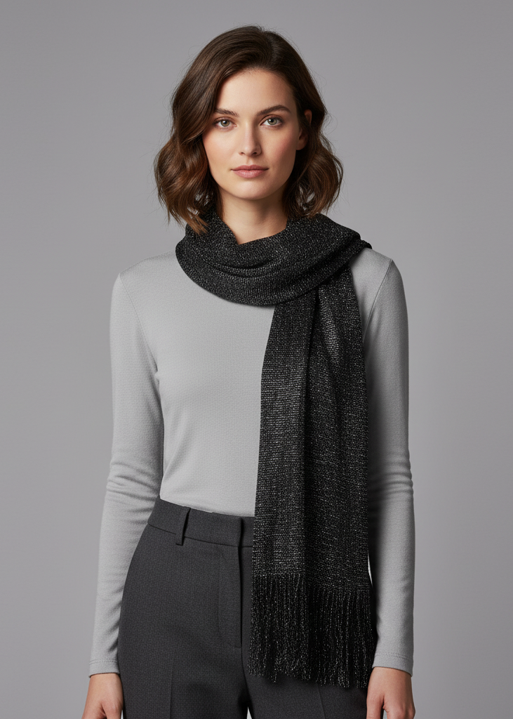 Sheer metallic shimmer mesh shawl wrap for women with glitter and sparkle details