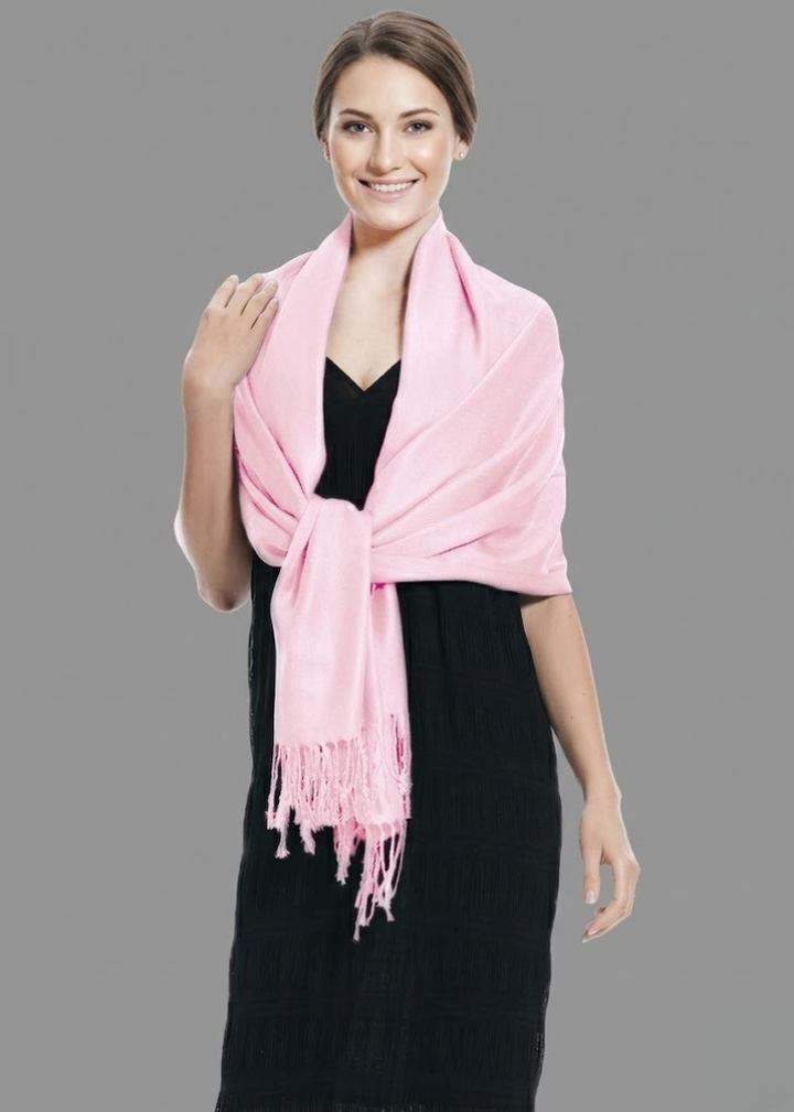 Baby pink pashmina shawl elegant breathable wrap for women casual wear and travel scarf
