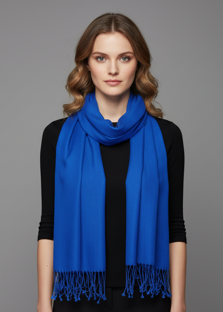 Handwoven pure pashmina wool shawl featuring traditional patterns and elegant fringe detail
