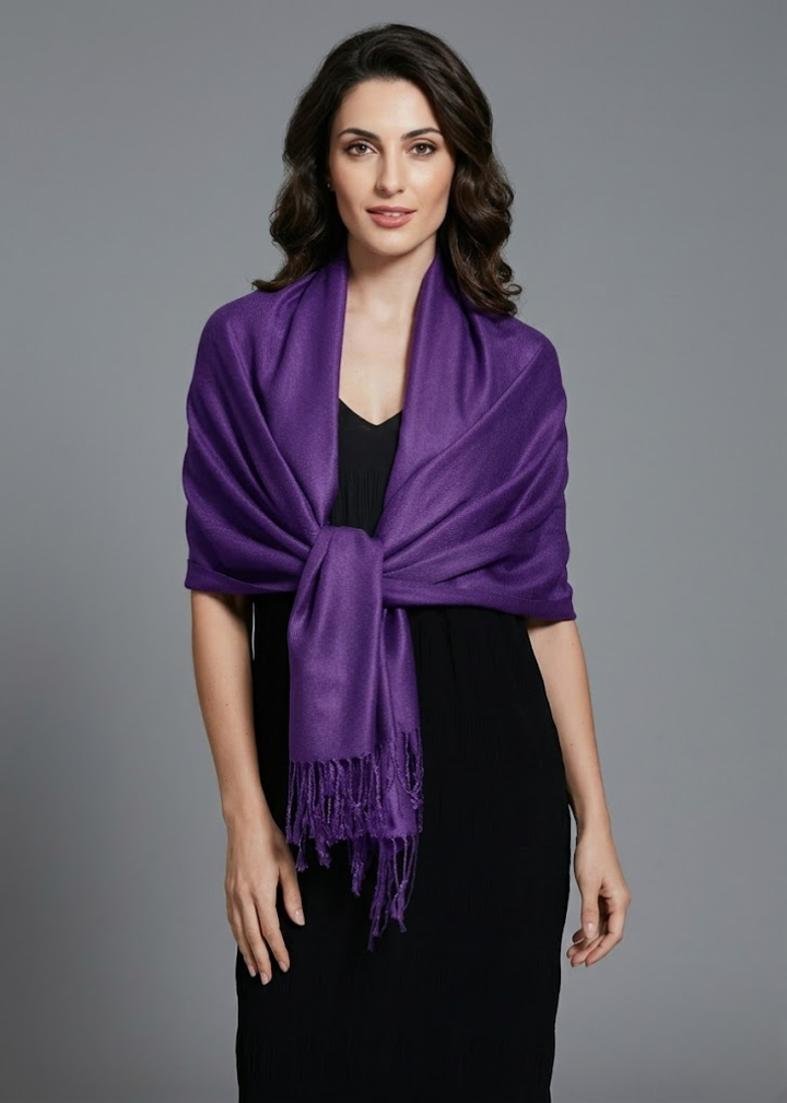 Purple pashmina scarf for women lightweight shawl wrap for wedding guests or festive holiday parties