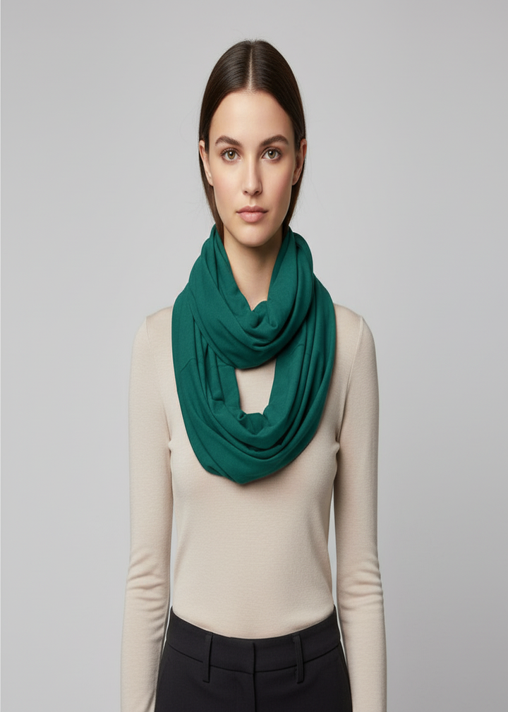 Sea Green Peach Couture All Seasons Jersey Woven Cotton Infinity Loop Scarf
