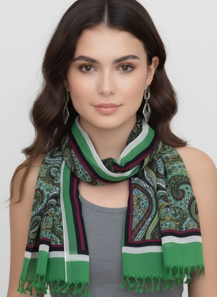 Sheer Paisley Skinny Summer Scarf