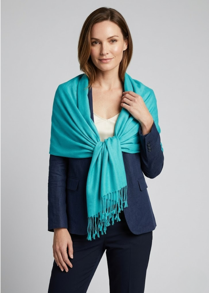 Premium surf blue pashmina scarf elegant lightweight wrap shawl for women weddings and festive occasions