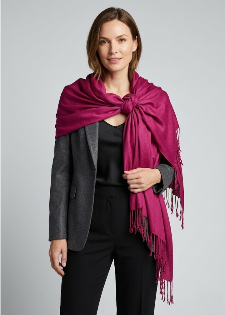 Magenta pashmina shawl for women lightweight wrap for weddings and festive parties