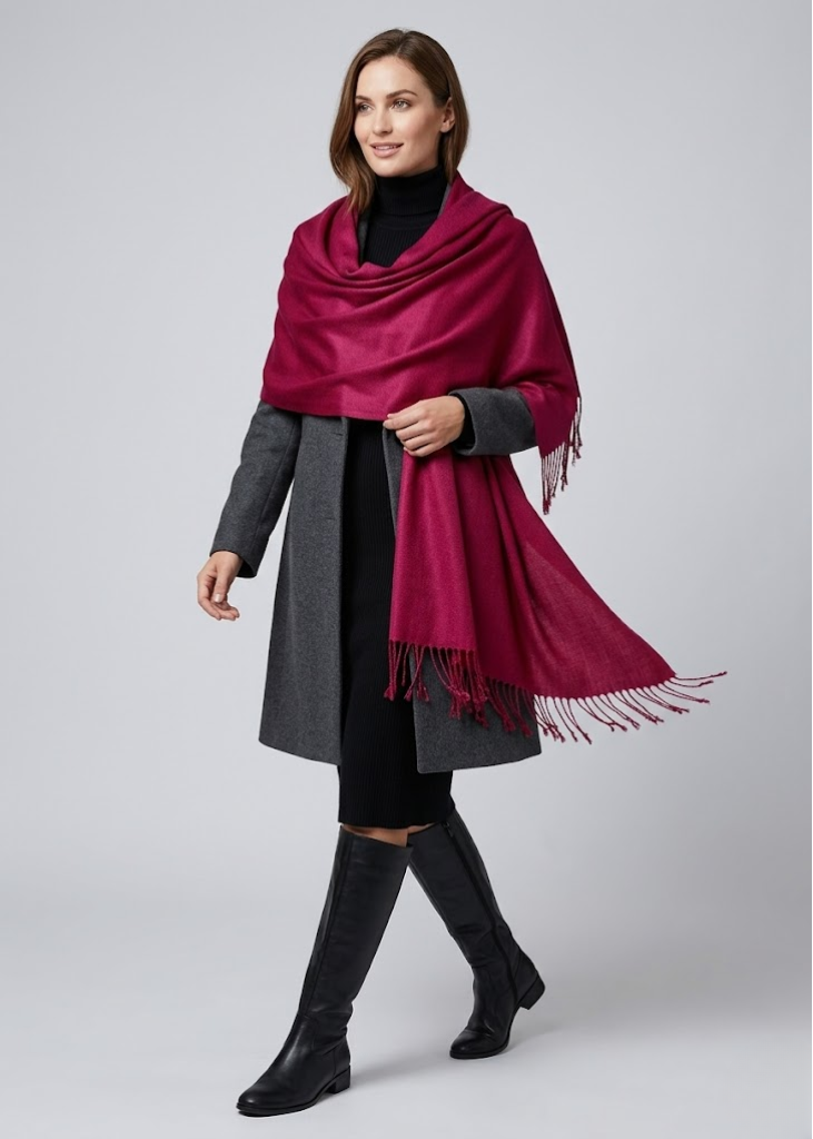Merlot pashmina shawl scarf for women elegant evening wear lightweight wrap