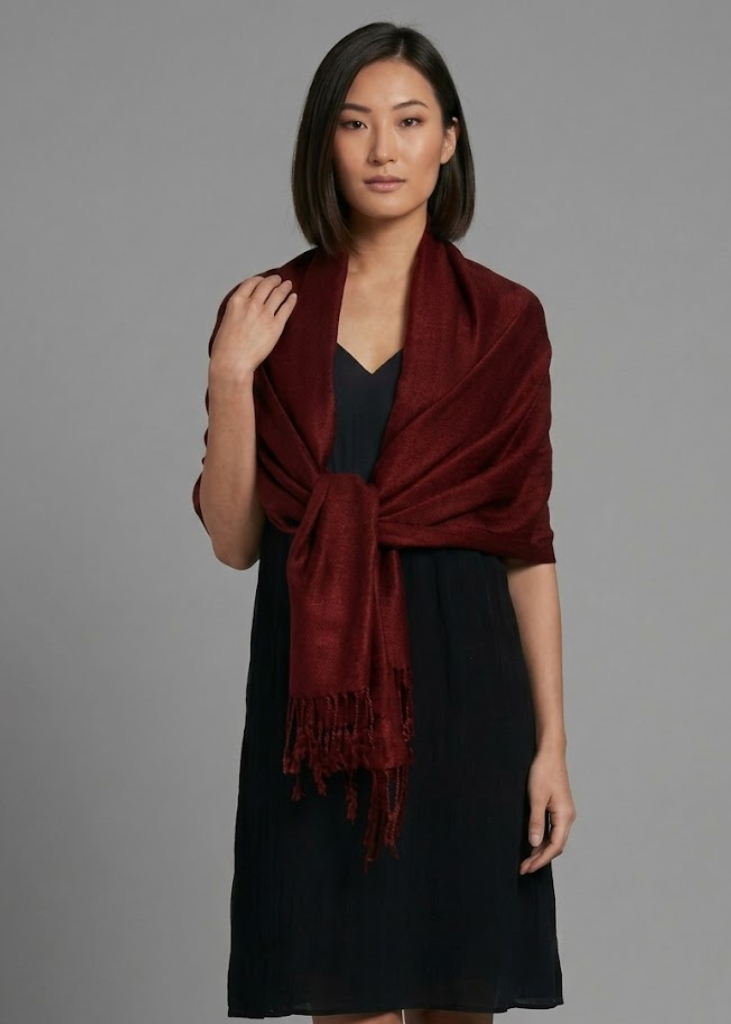 Maroon pashmina shawl elegant soft wrap for evening and formal events