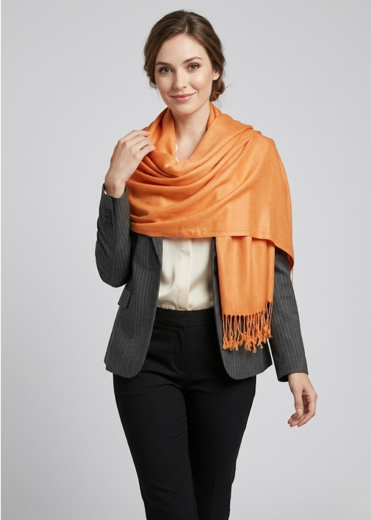 Tangerine pashmina shawl elegant silk blend wrap for wedding and festive events