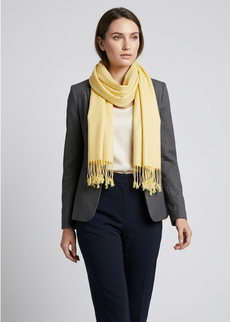 Light yellow pashmina shawl wrap scarf for weddings or parties