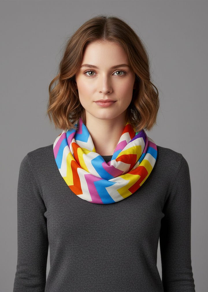Colorful chevron infinity loop skinny scarf for summer fashion accessories.