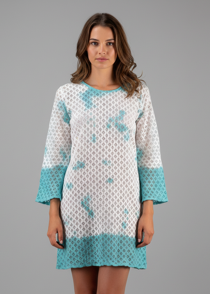 White lace beach bikini cover-up swimwear tunic for women.