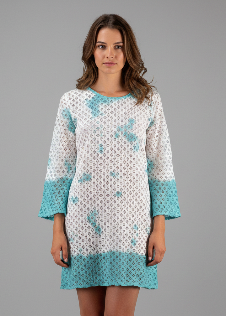 White lace beach bikini cover-up swimwear tunic for women.