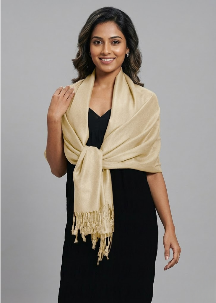 Tan pashmina scarf for women elegant lightweight solid color shawl wrap