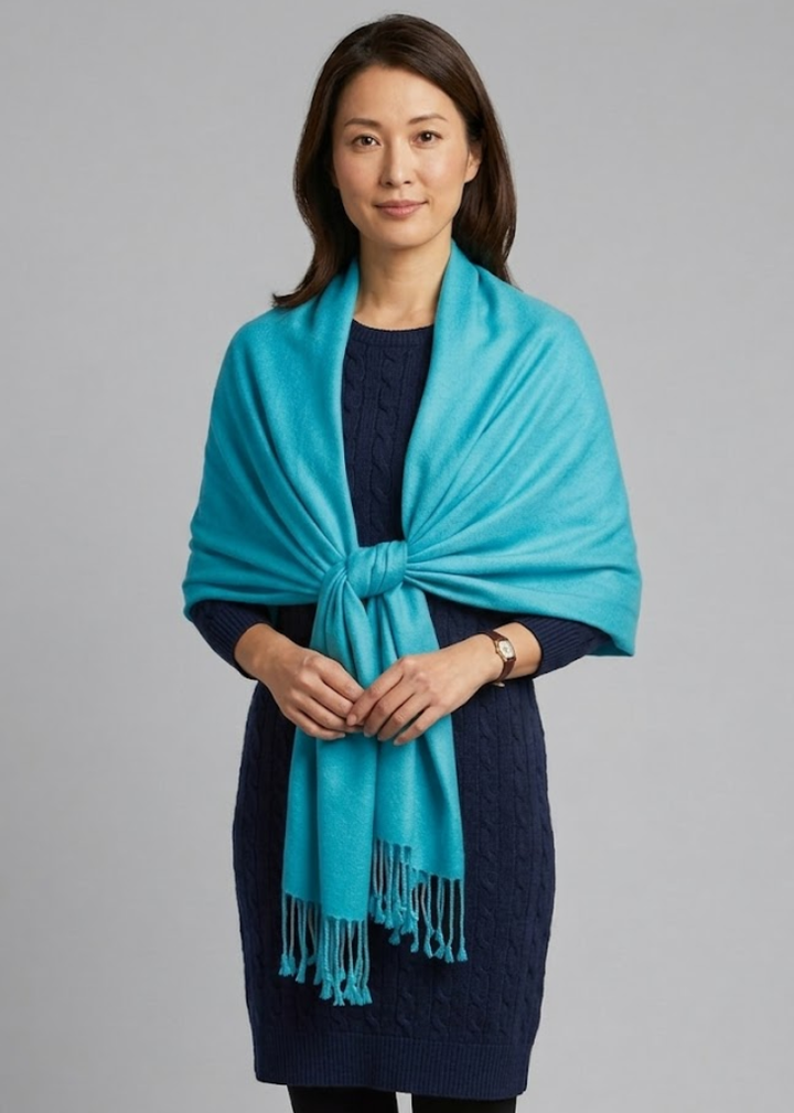 Turquoise pashmina shawl for weddings soft lightweight wrap and scarf for women and men