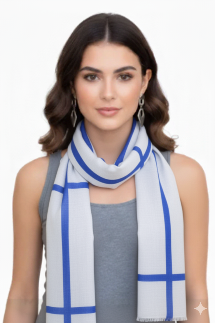 Vintage Block Stripe Cotton Blend Scarf