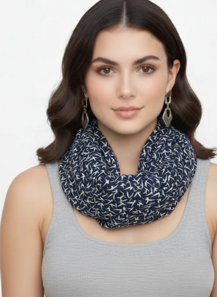 Vintage Fashion Funky Bird Print Infinity Loop Scarves