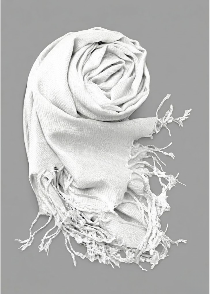 White pashmina shawl for women soft lightweight scarf wrap for travel and everyday wear