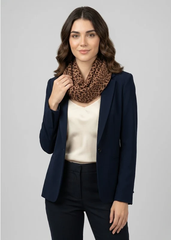 Womens Retro Fashion Two Tone Animal Print Infinity Loop Scarf