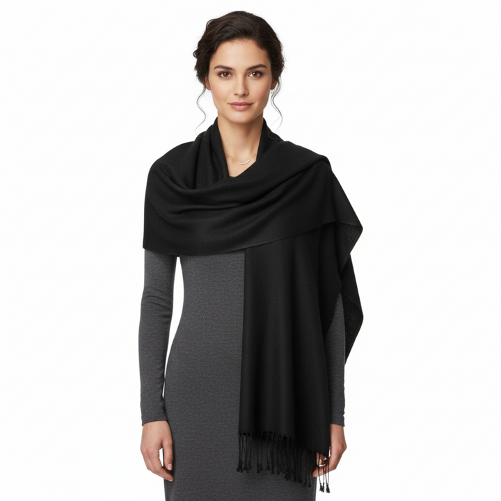 Black Pure Pashmina Wool Shawl