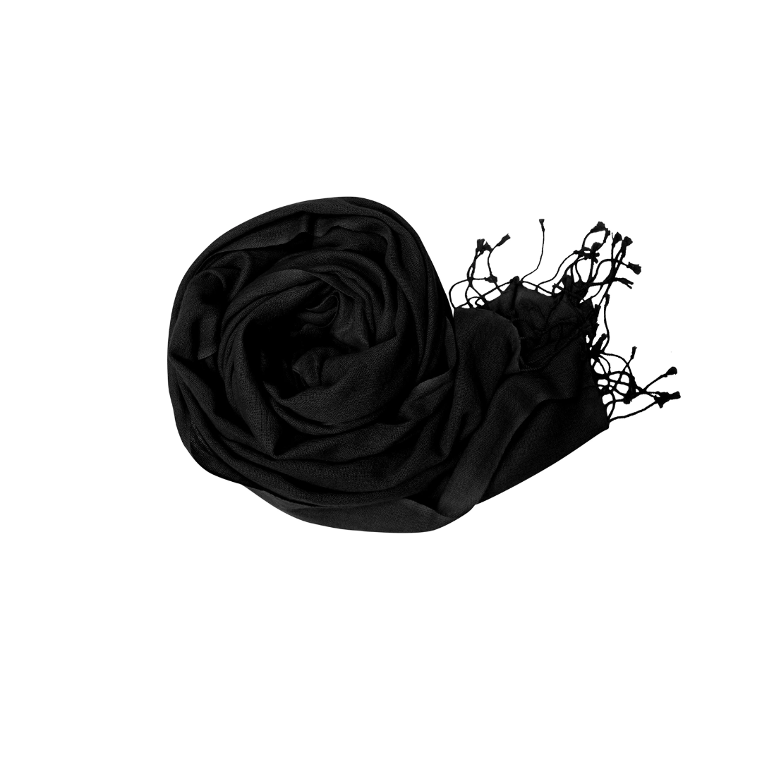 Black Pure Pashmina Wool Shawl