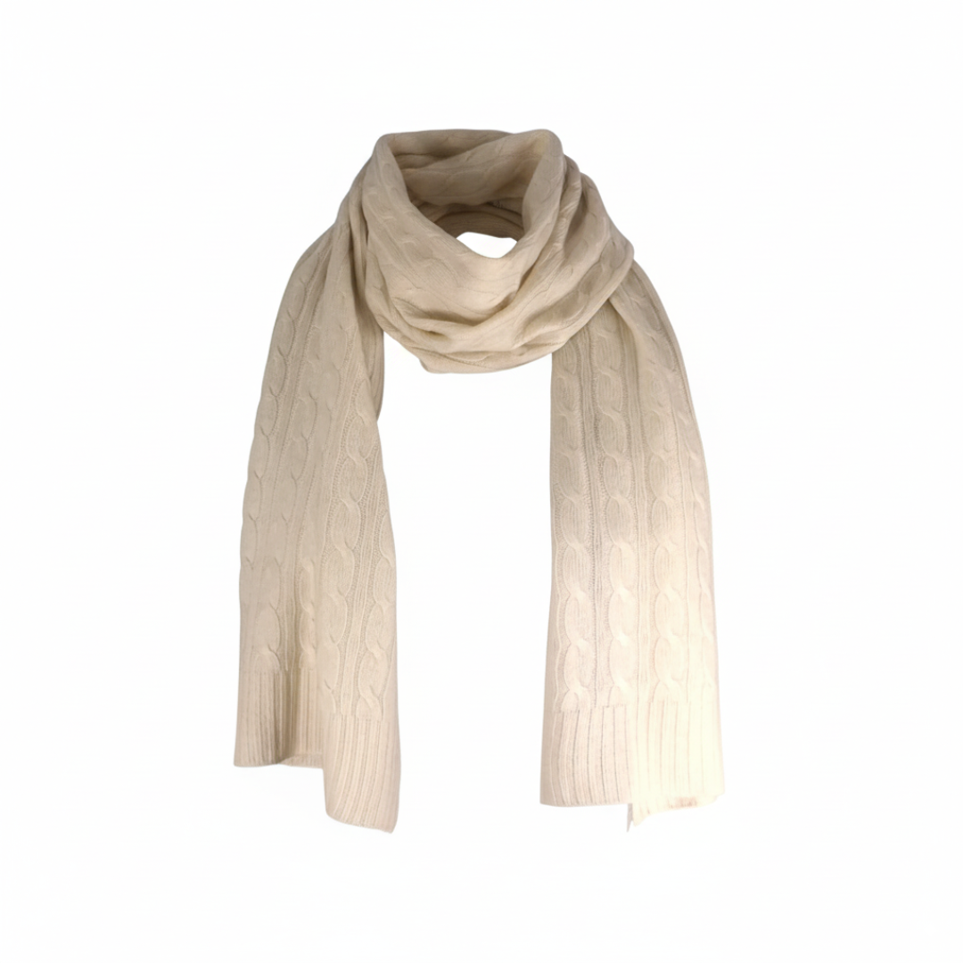 Wool Cashmere Cable Knit Long Scarf
