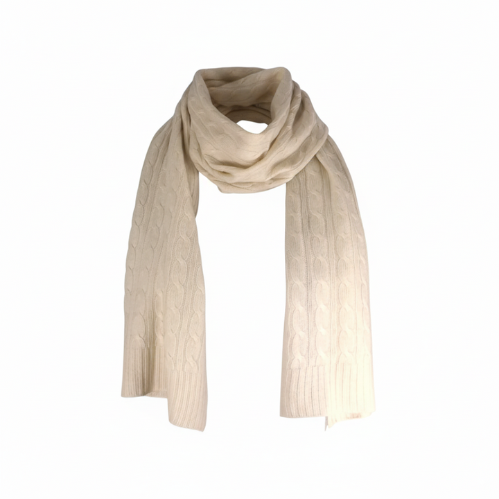 Wool Cashmere Cable Knit Long Scarf