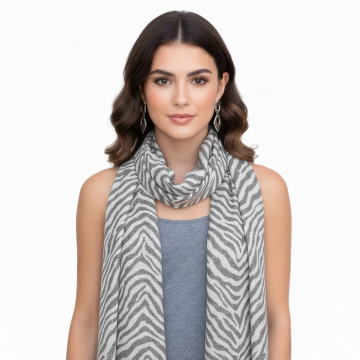 Peach Couture Fashionable Zebra Animal Print Frayed End Pashmina Shawl Wrap