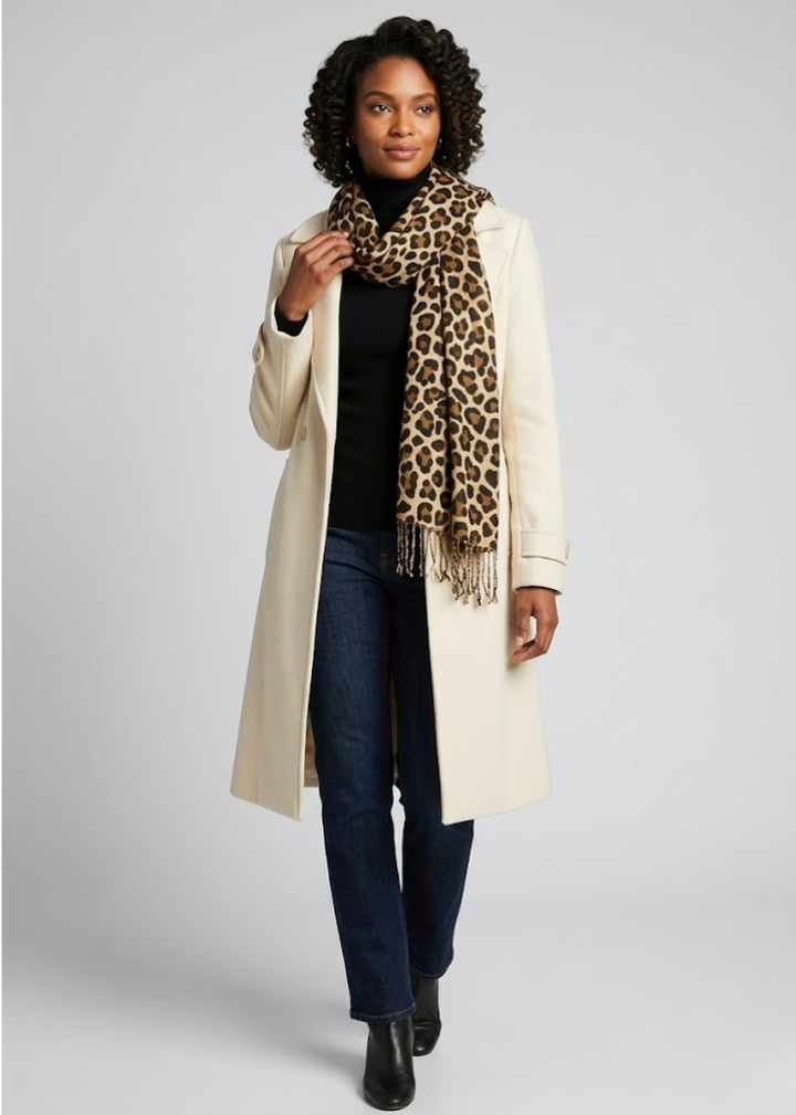 Giraffe Print Animal Pashmina Shawl