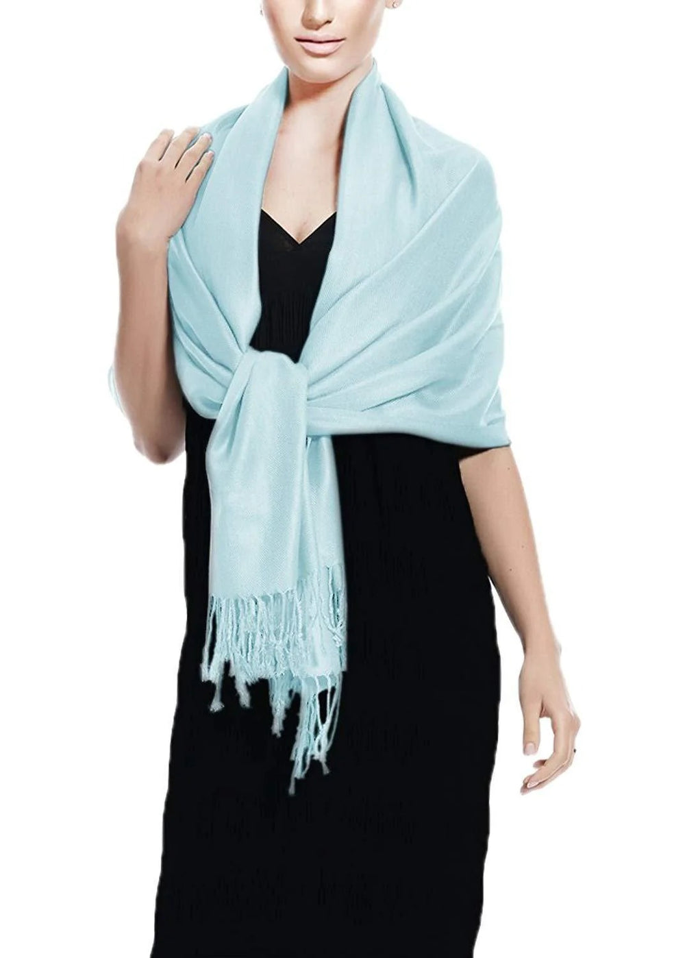 Baby blue pashmina shawl for women soft lightweight wrap for elegant everyday wear
