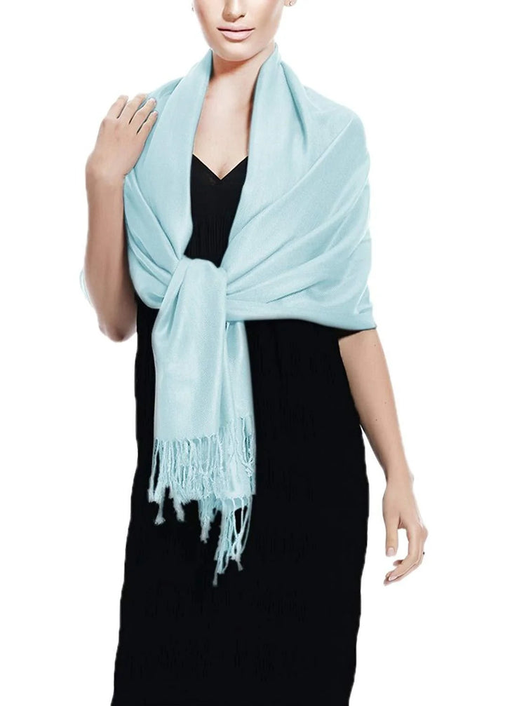 Baby blue pashmina shawl for women soft lightweight wrap for elegant everyday wear