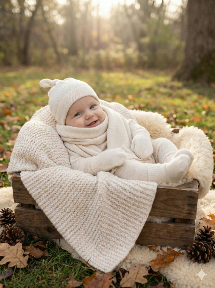 Luxury 100% Cashmere Baby Gift Set – 4-Piece Handmade Winter Accessory Bundle for Infants & Newborns- Pre Order