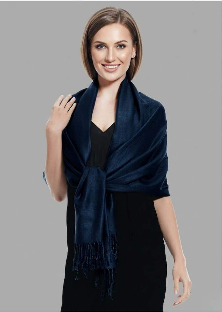 Midnight blue pashmina shawl for women elegant lightweight wrap for formal events