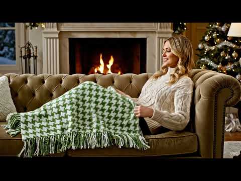 Sage Cashmere Wool Houndstooth Throw (50x60")