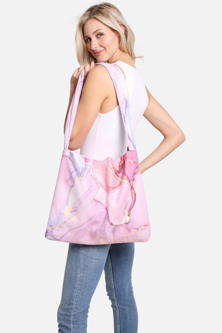 Pink Marble 2 In 1 Beach Towel & Tote Bag