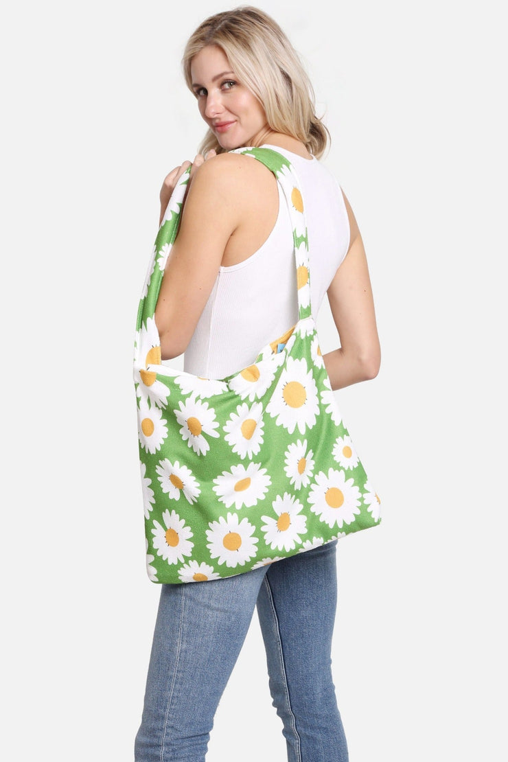 Green Daisy 2 In 1 Beach Towel & Tote Bag