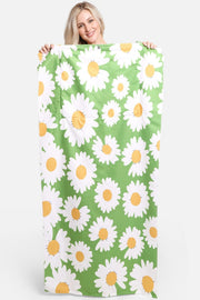 Green Daisy 2 In 1 Beach Towel & Tote Bag