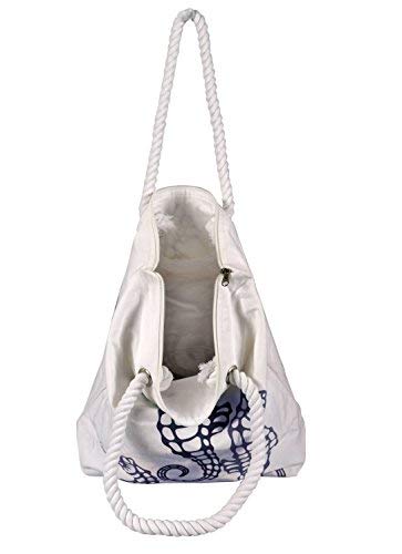 Seahorse Design Cotton Canvas Beach Tote